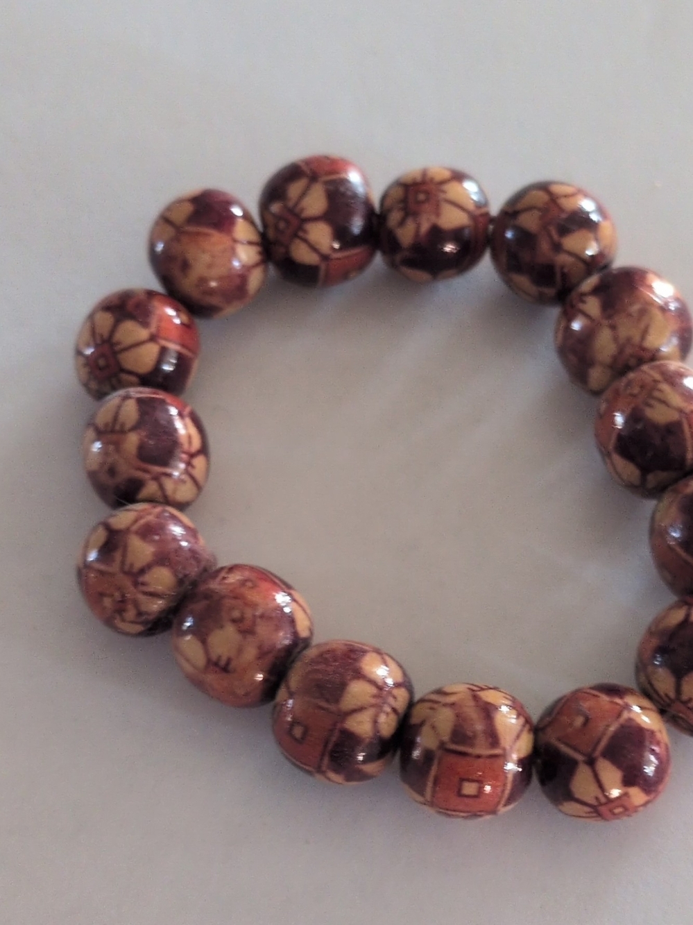 Handmade Brown Floral Beaded Stretch Bracelet - Unbranded